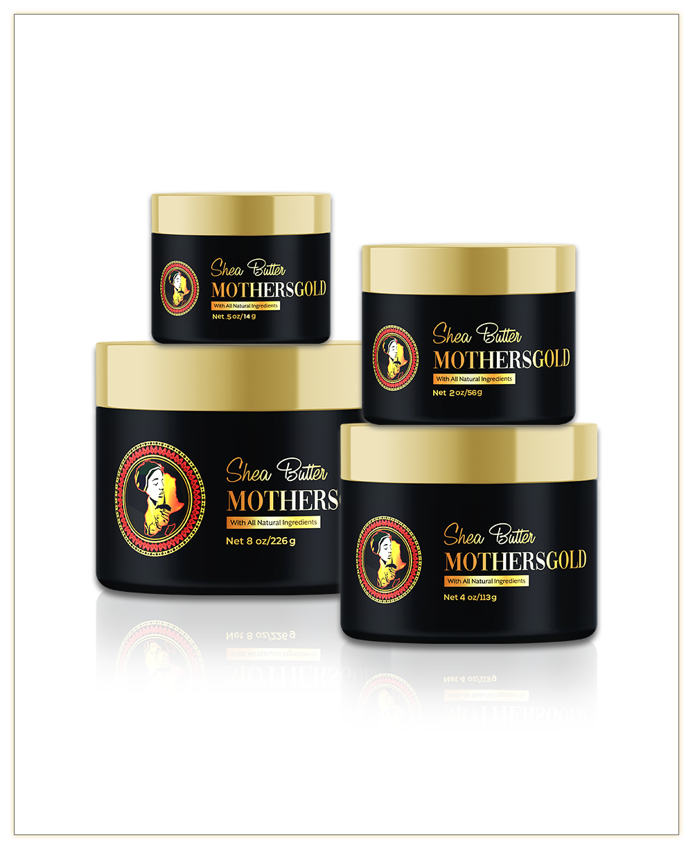 Mothers Gold Shea Butters Long-lasting, deeply penetrating all body moisturizer. A blend of organic virgin Shea Butter and skin nourishing oils blended into a luscious cream that penetrates deeply to soothe, heal and pamper your skin.